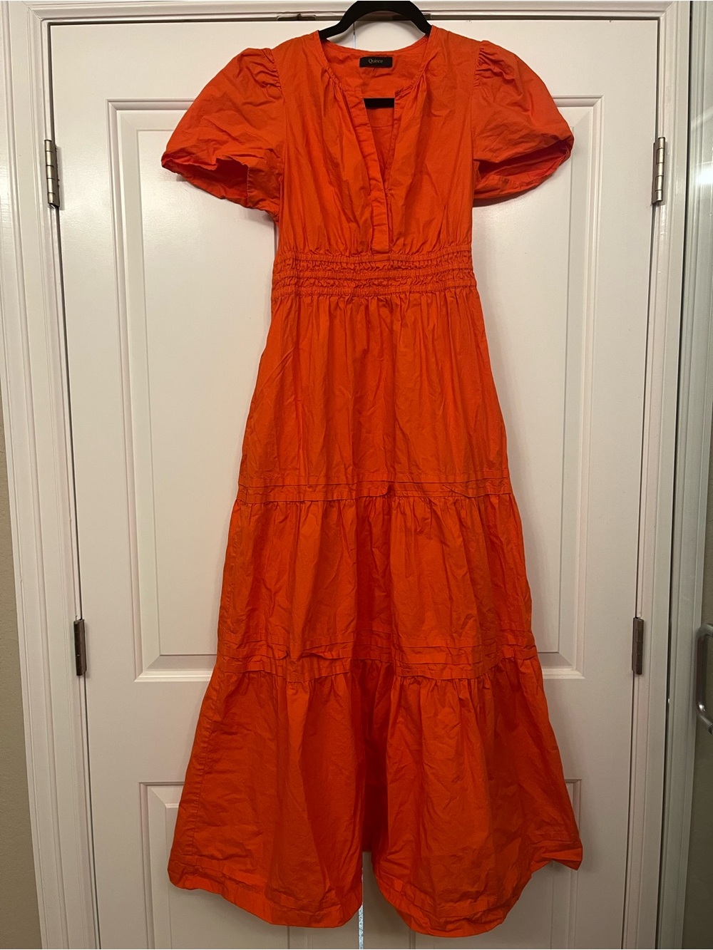 Quince Orange Cotton Poplin Tiered Maxi Dress • Size Medium